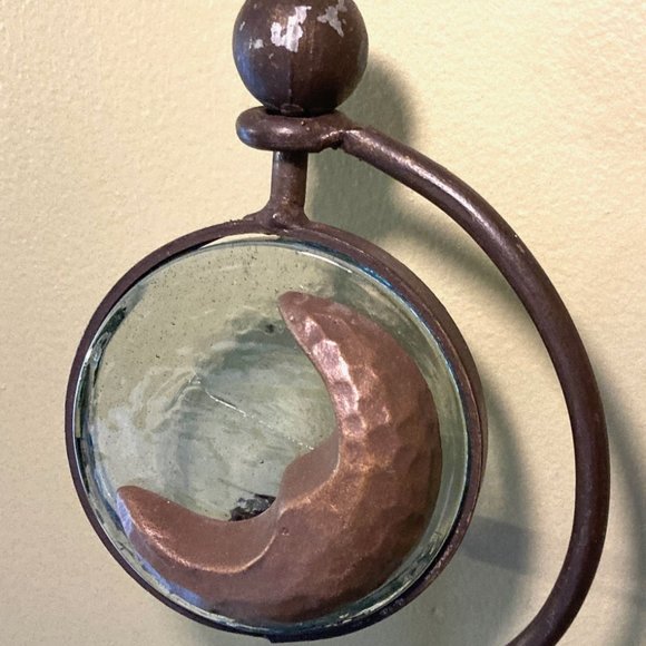 VTG Crescent Moon Glass and Metal  Candle Holder - Picture 6 of 9